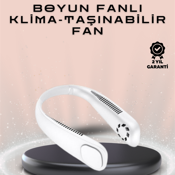 Giyilebilir Sessiz Fan | 224g Hafif, Bladeless Güvenli Tasarım, 5 Vitesli Soğutma, USB Şarjlı Fan