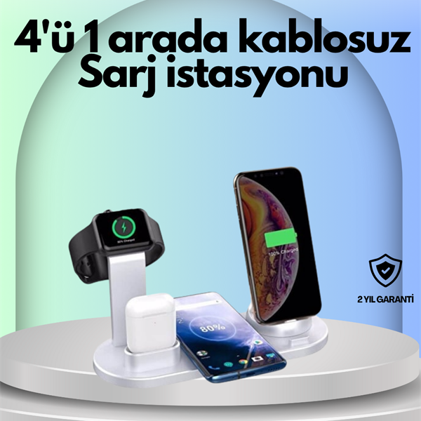 iPhone, Apple Watch ve AirPods ile Uyumlu 4&apos;ü 1 Arada Şarj Ünitesi – Tüm Apple Cihazları Tek Noktada