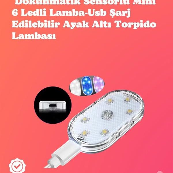Kolay Montajlı, Çok Renkli USB Şarjlı Kablosuz Araç İçi Işık Seti