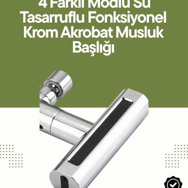 Krom Musluk Başlığı | 4'ü 1 Arada Su Çıkışı | Kolay Montajlı