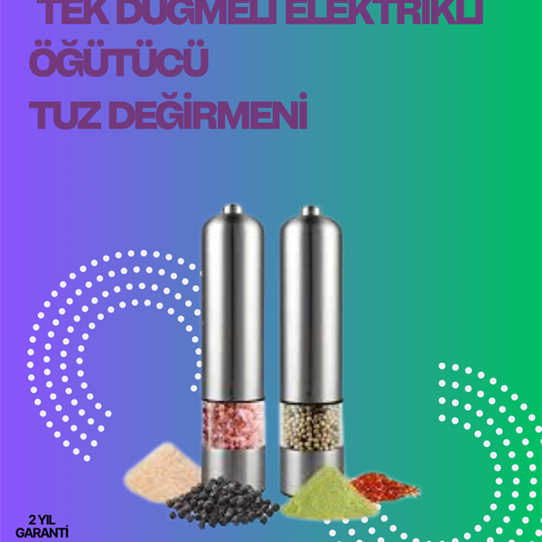 Paslanmaz Çelik Otomatik Baharat Öğütücü Pille Çalışan Tek Tuşlu Kullanım