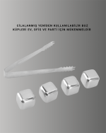 Yeniden Kullanılabilir 304 Çelik Metal Buz Küpleri 4&apos;lü Set - Görsel 2