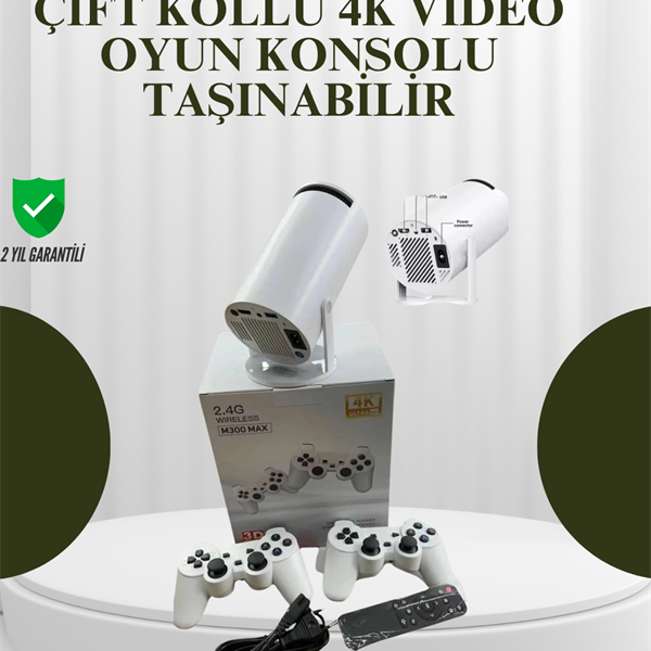 Portatif 4K Projeksiyon – 4.000 Uygulama, Kablosuz Yansıtma ve Bluetooth 5.0