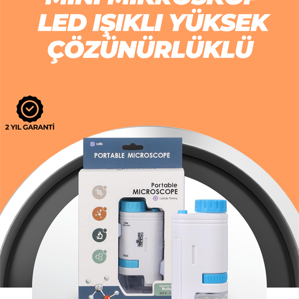 Portatif El Mikroskop – LED Işıklı, Aynı Anda Net Odaklama