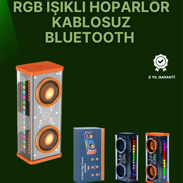 RGB Işıklı Şeffaf Tasarım Kablosuz Bluetooth Hoparlör