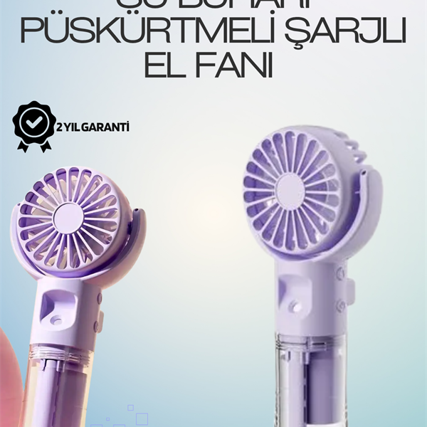 Şarjlı Buğu Fanı – Nemlendirici Sis Fonksiyonlu, Tip-C Girişli, Taşınabilir Masa Fanı