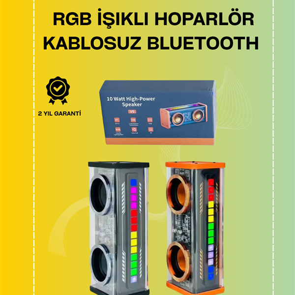 Şeffaf Gövdeli RGB Işıklı Bluetooth Hoparlör – Taşınabilir ve Güçlü