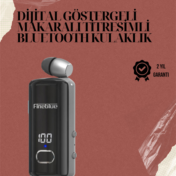 Su Geçirmez Fineblue F580 Kulaklık – Dijital Ekranlı, Klipsli, Geri Çekilebilir Kablo ve Gürültü Engelleme Özellikli