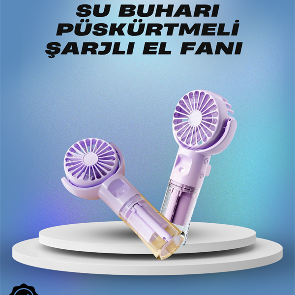 Su Sisi Püskürtmeli Taşınabilir El Fanı – Çocuk ve Öğrencilere Uygun, Kamp ve Seyahat İçin