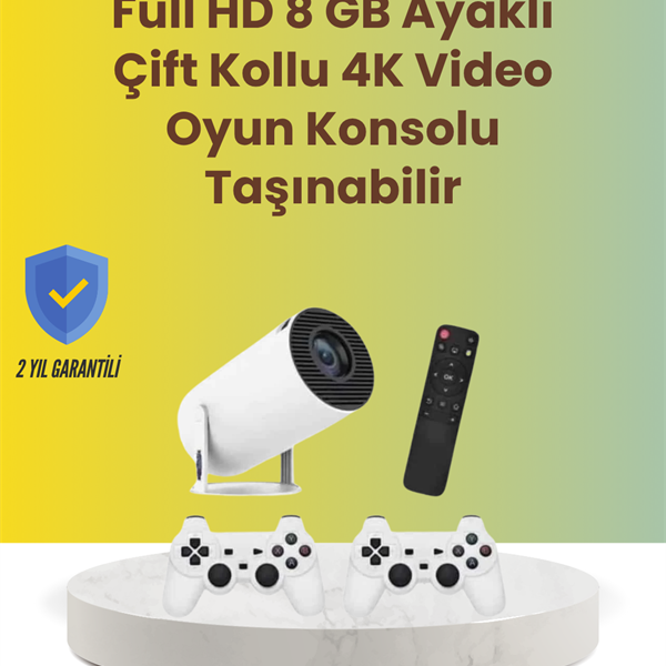 TÇift Kollu Tasarımlı Kablosuz Projeksiyon – 4K, 10.000 Oyun ve Smart App Desteği