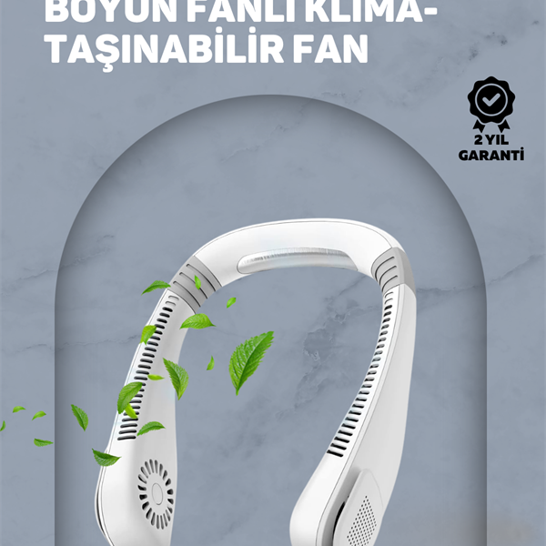 USB Şarjlı Giyilebilir Fan | 5 Kademeli Rüzgar Hızı, Sessiz Turbo Soğutma, 360° Hava Sirkülasyonu