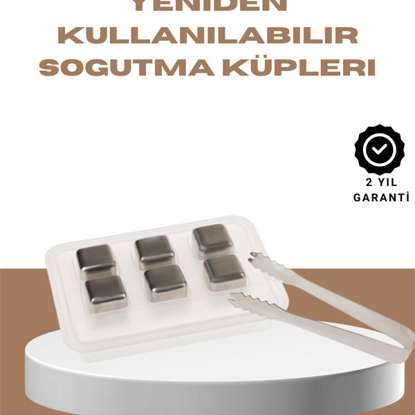 Yeniden Kullanılabilir 304 Çelik Metal Buz Küpleri 4&apos;lü Set