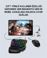 Yüksek Performanslı Mobil Oyun Aksesuarı – 5 Parçalı Klavye Mouse Dönüştürücü Set - Görsel 4
