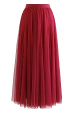 Kadın Beli Lastikli 6 Katlı Tül Etek 85 cm - Görsel 2