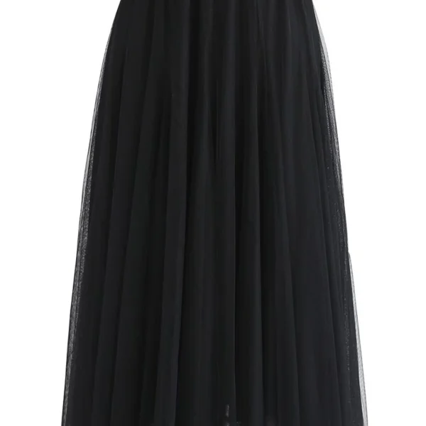 Kadın Beli Lastikli 6 Katlı Tül Etek 85 cm