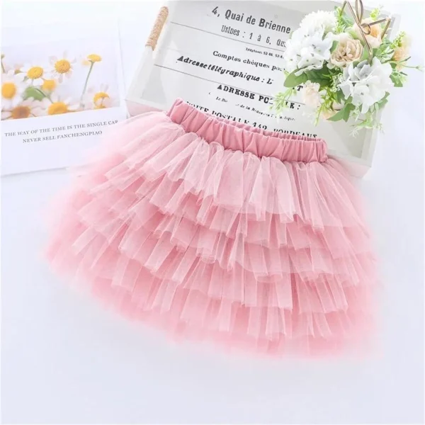 Kız Çocuk Pembe Katlı Tül Etek